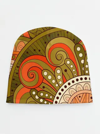 Детская шапка / Детский оранжево-болотный