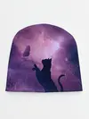 Детская шапка / Бабочка кот силуэт фиолетовый
