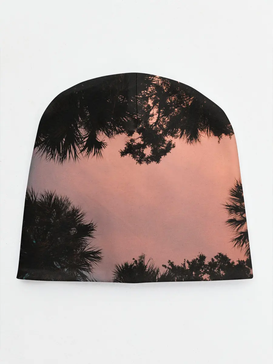 Детская шапка / Пальмы вид снизу закат
