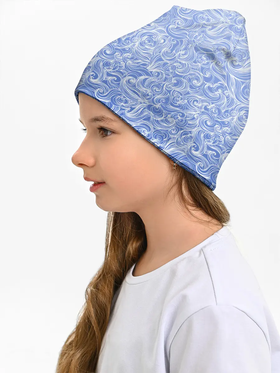 Детская шапка / Волны на голубом фоне