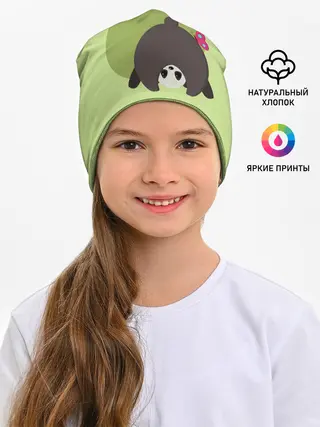 Детская шапка / Прикольная панда с бабочкой