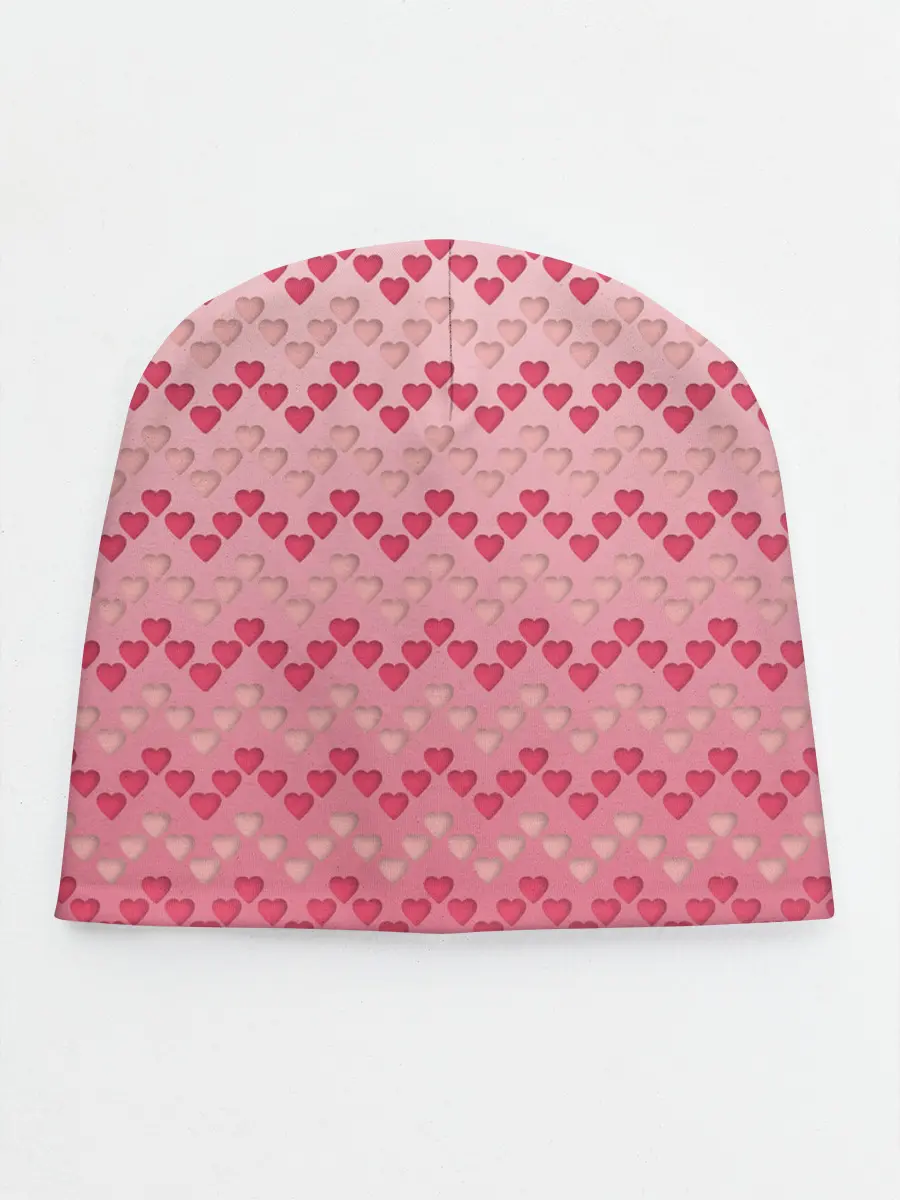 Детская шапка / узор милые сердца зигзагами