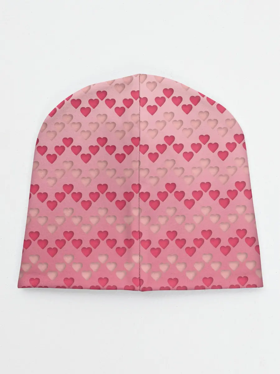 Детская шапка / узор милые сердца зигзагами