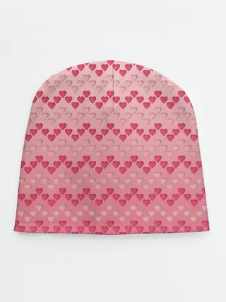 Детская шапка / узор милые сердца зигзагами
