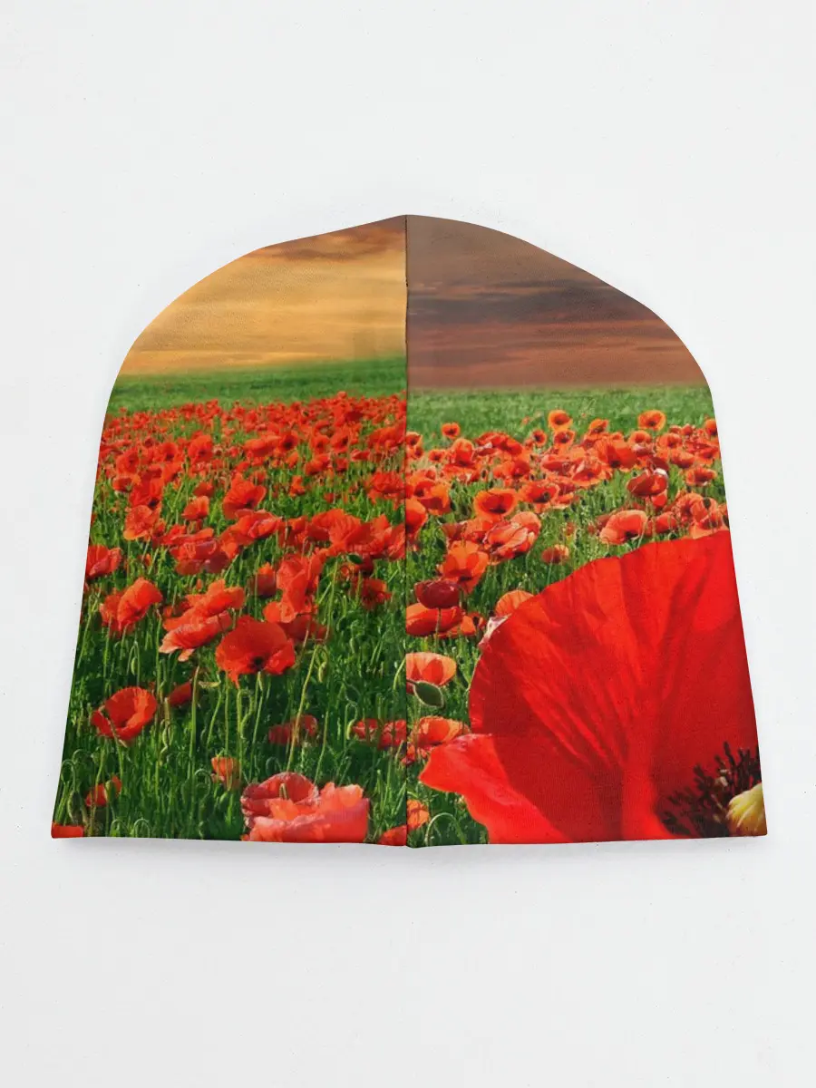 Детская шапка / Красный мак на закате