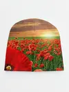 Детская шапка / Красный мак на закате