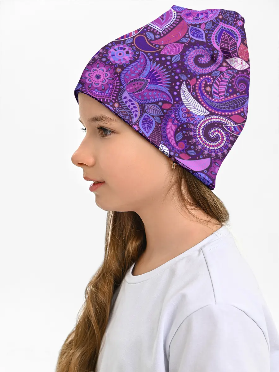 Детская шапка / фиолетовый этнический дудлинг