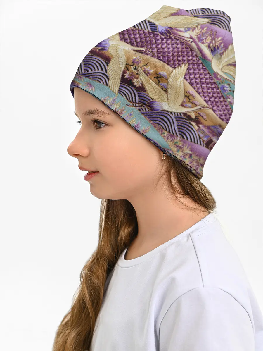 Детская шапка / Японская вышивка с журавлями