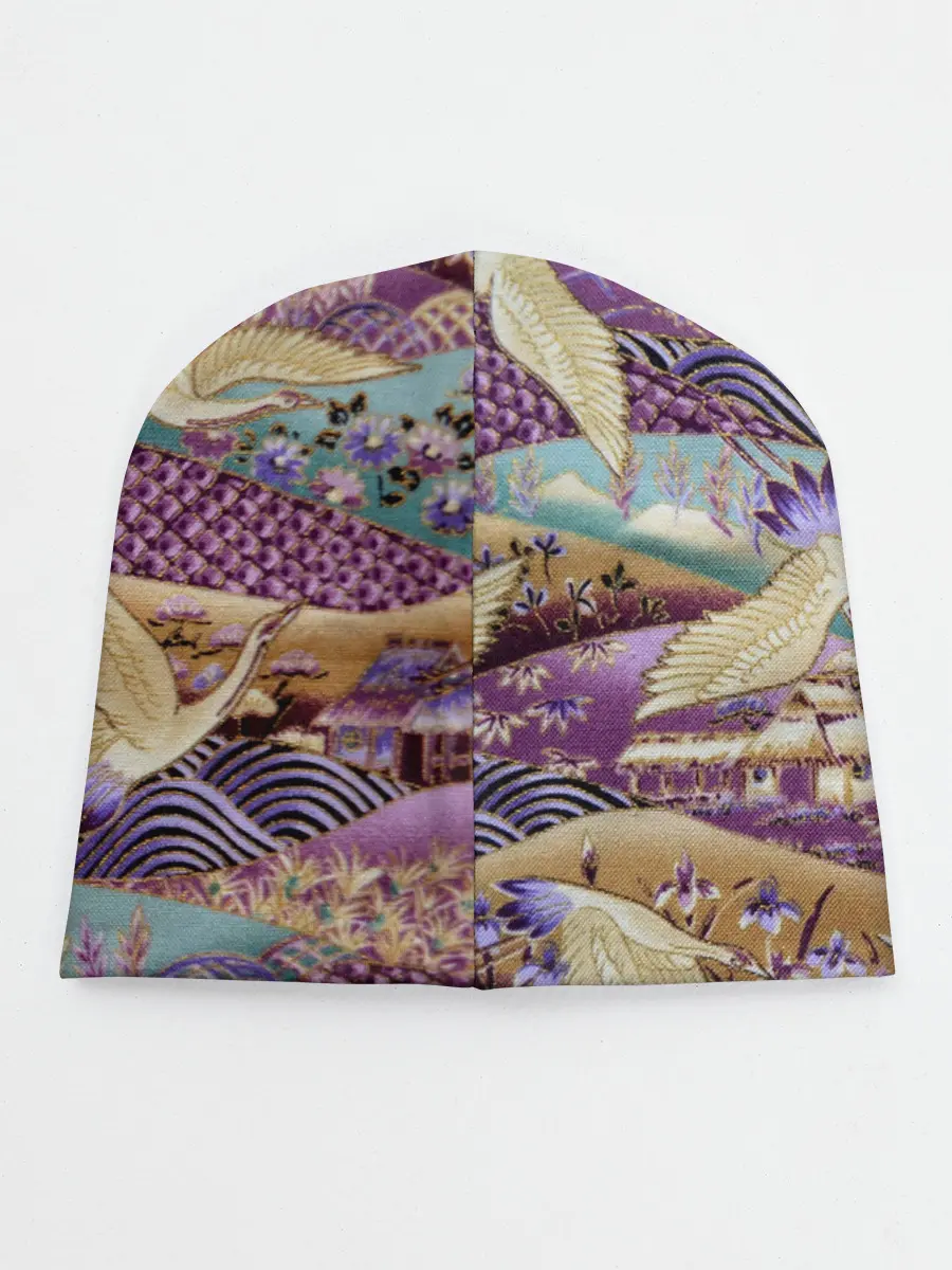 Детская шапка / Японская вышивка с журавлями