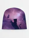 Детская шапка / Кошка играет с бабочкой