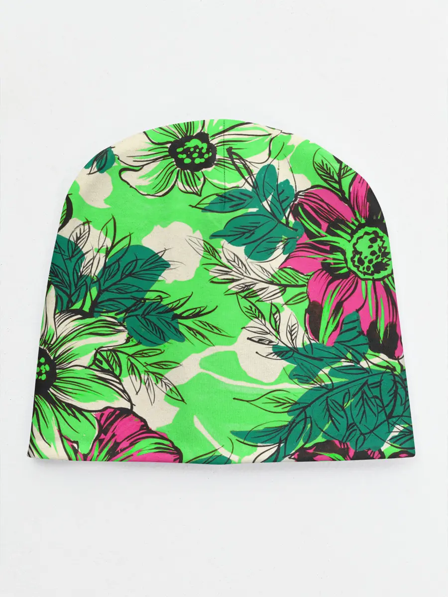 Детская шапка / Цветы в неоне