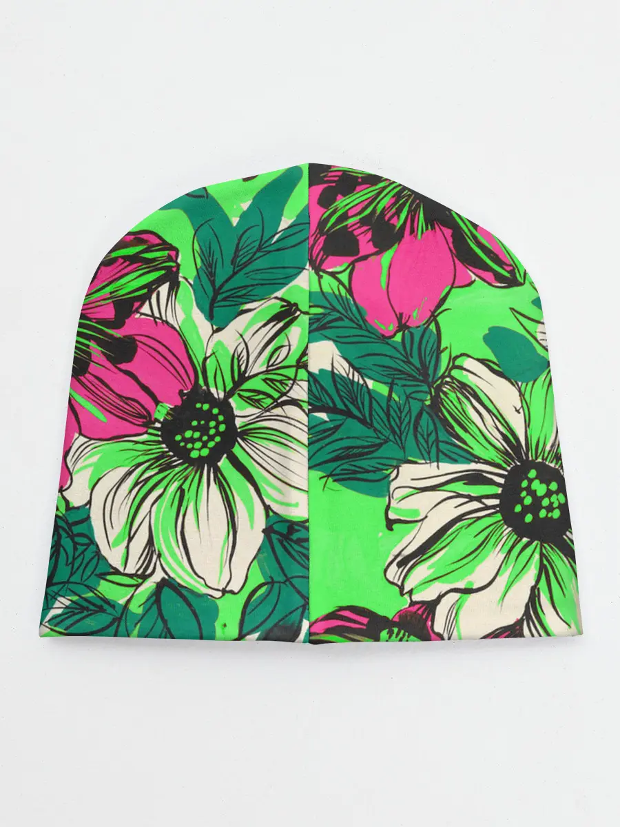 Детская шапка / Цветы в неоне