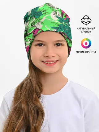 Детская шапка / Цветы в неоне