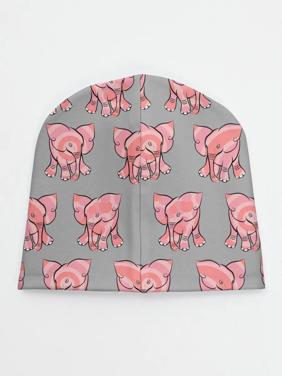 Детская шапка / РОЗОВЫЕ СЛОНИКИ ПАТТЕРН