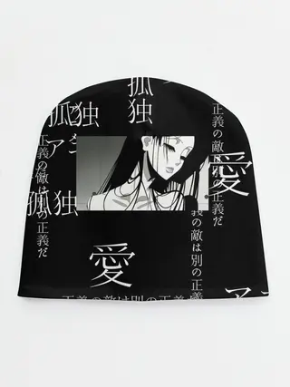 Детская шапка / Черно-белый паттерн с иероглифами