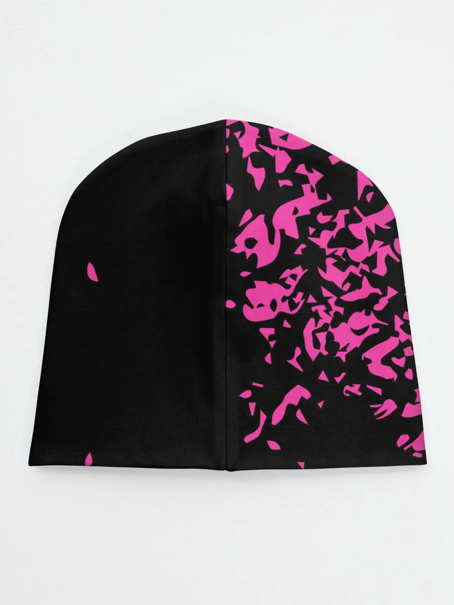 Детская шапка / Love anime розовые кляксы на черном
