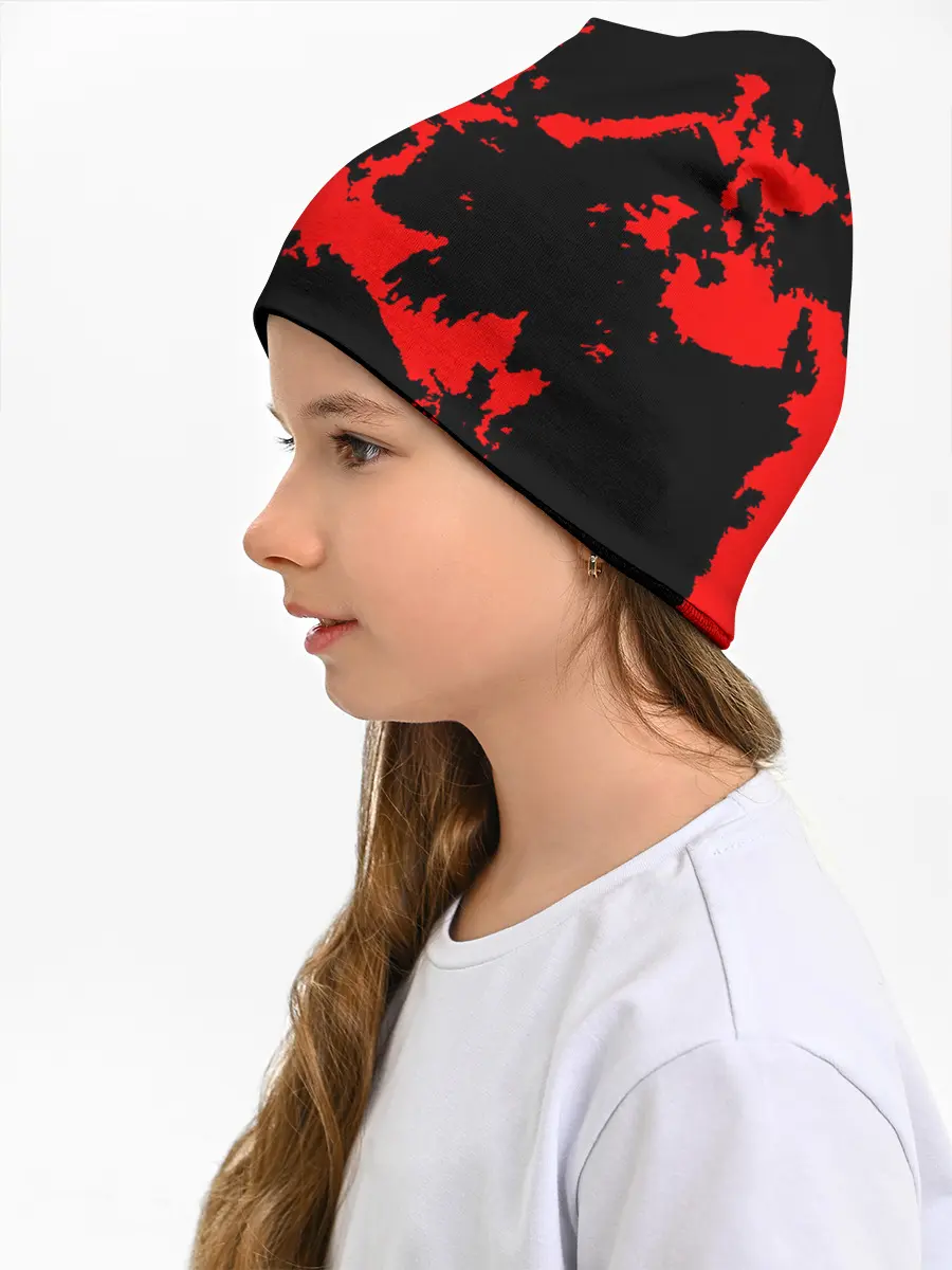 Детская шапка / Красный на черном