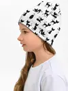 Детская шапка / КОШКИ БЕЛОЕ НА ЧЕРНОМ