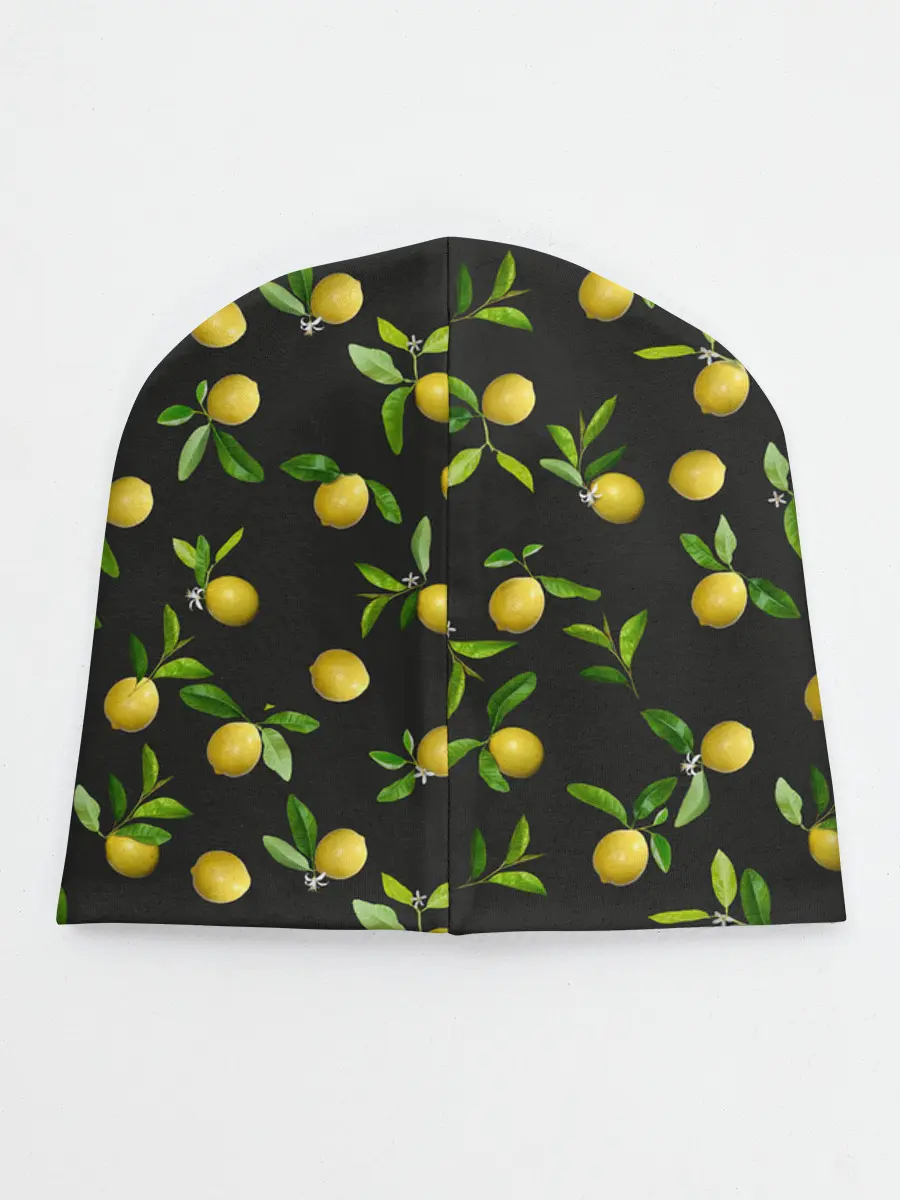 Детская шапка / Лимончики на черном