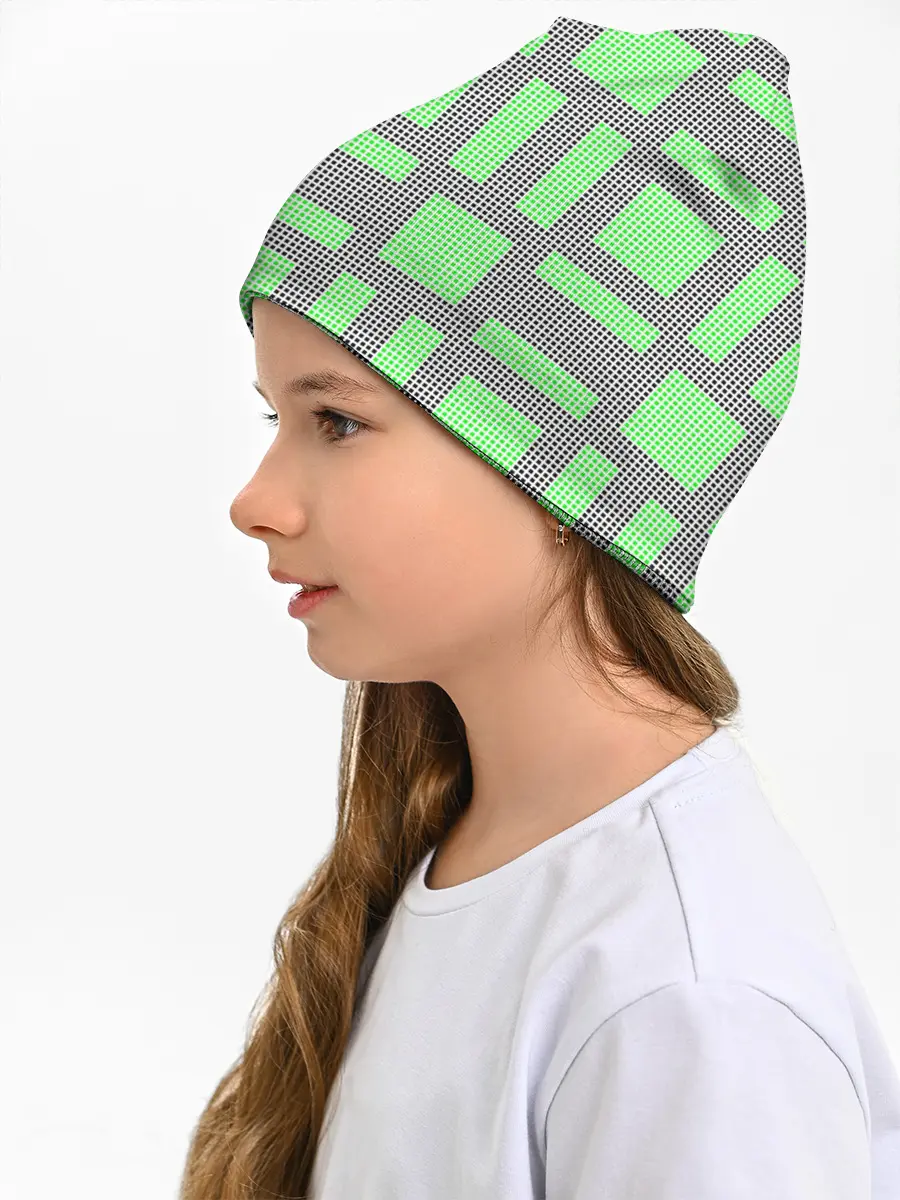Детская шапка / Пиксели зеленые