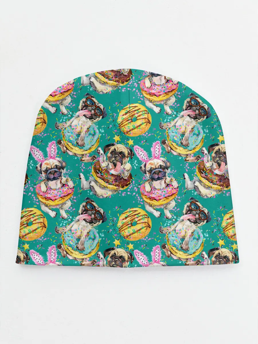 Детская шапка / Мопсы в пончиках