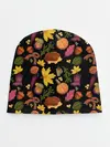 Детская шапка / Уют, ежи, листья и банка варенья