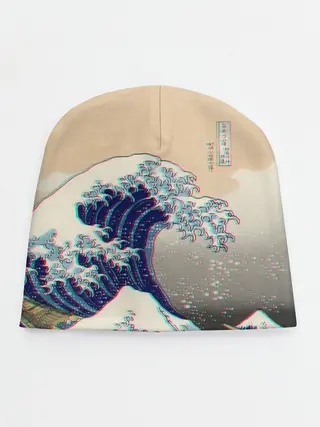 Детская шапка / Kanagawa Wave Glitch Art