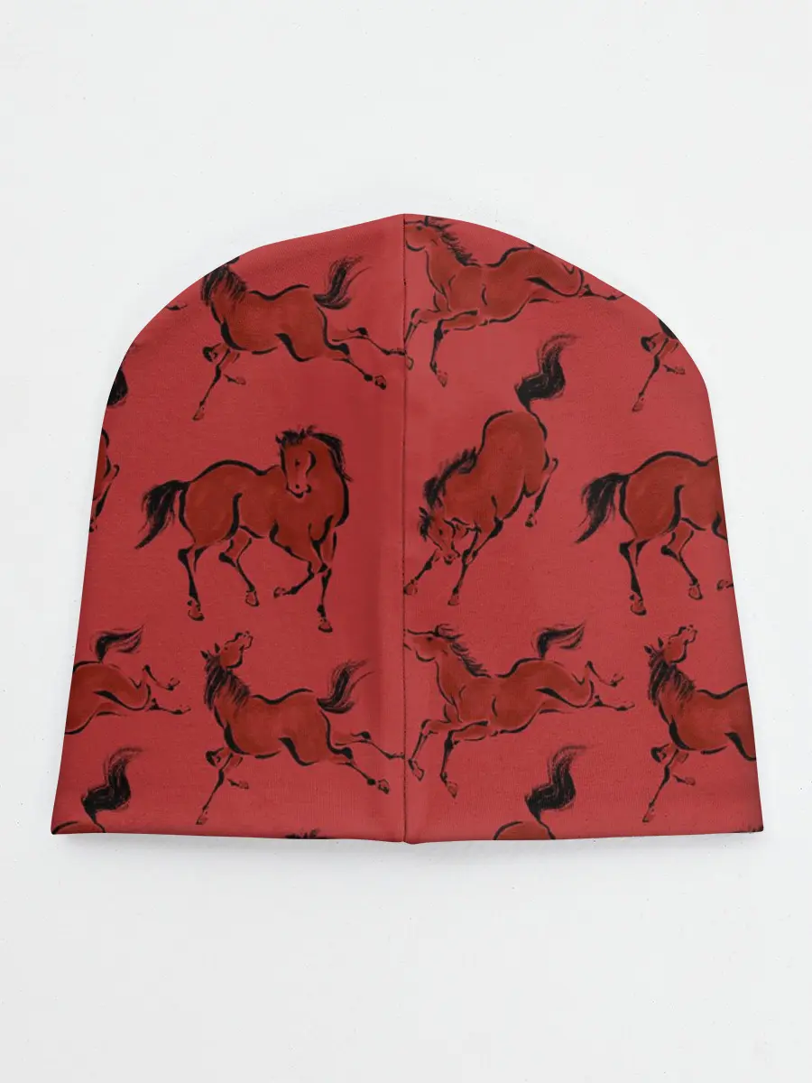 Детская шапка / красные кони