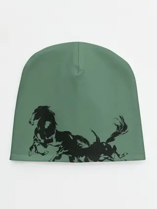 Детская шапка / черные кони