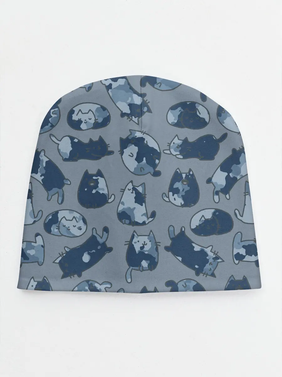 Детская шапка / Камуфляж с котиками