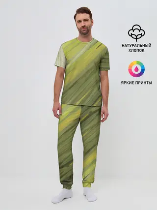 Мужская пижама с брюками / Акварельные линии