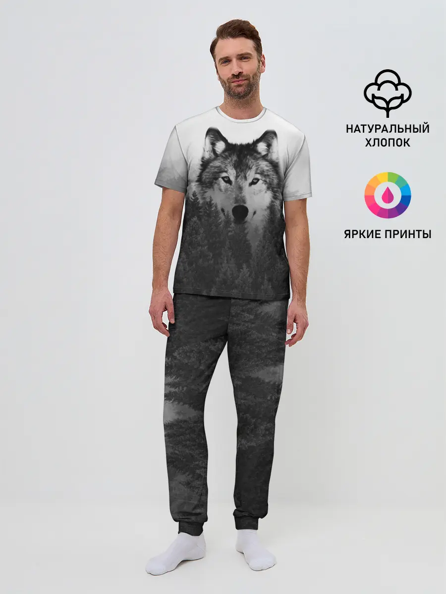 Мужская пижама с брюками / Волк