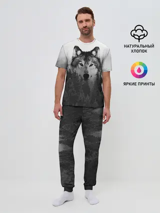 Мужская пижама с брюками / Волк