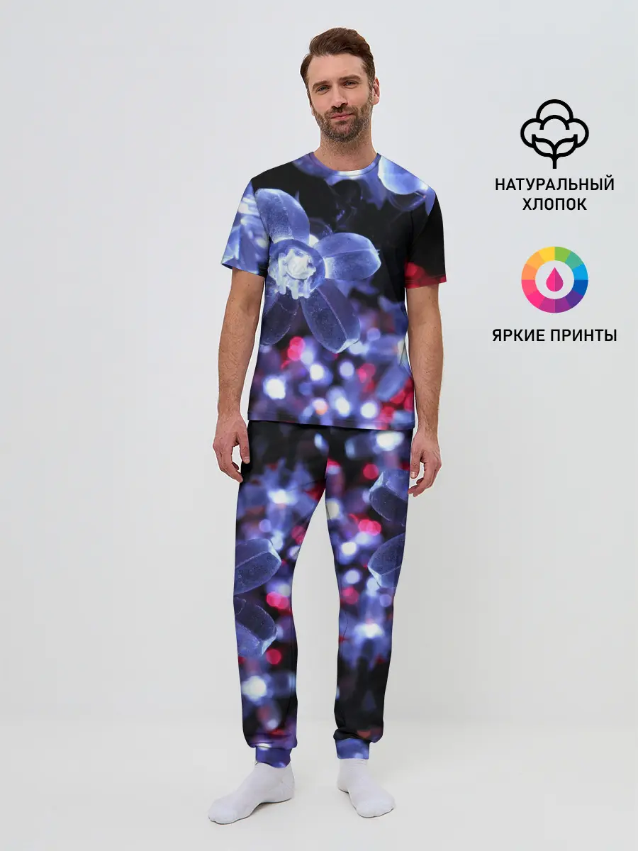 Мужская пижама с брюками / Неоновые цвета