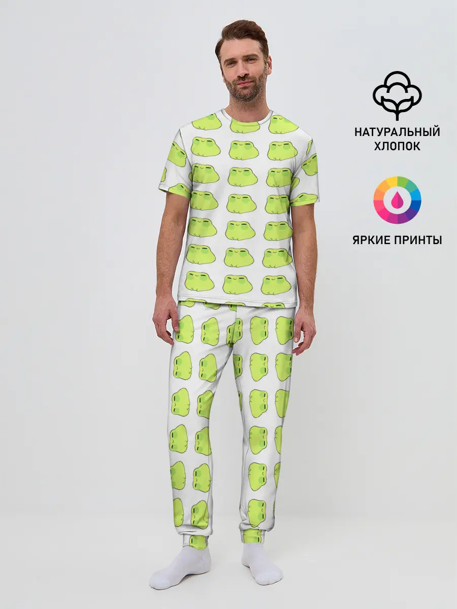 Мужская пижама с брюками / лягушечки