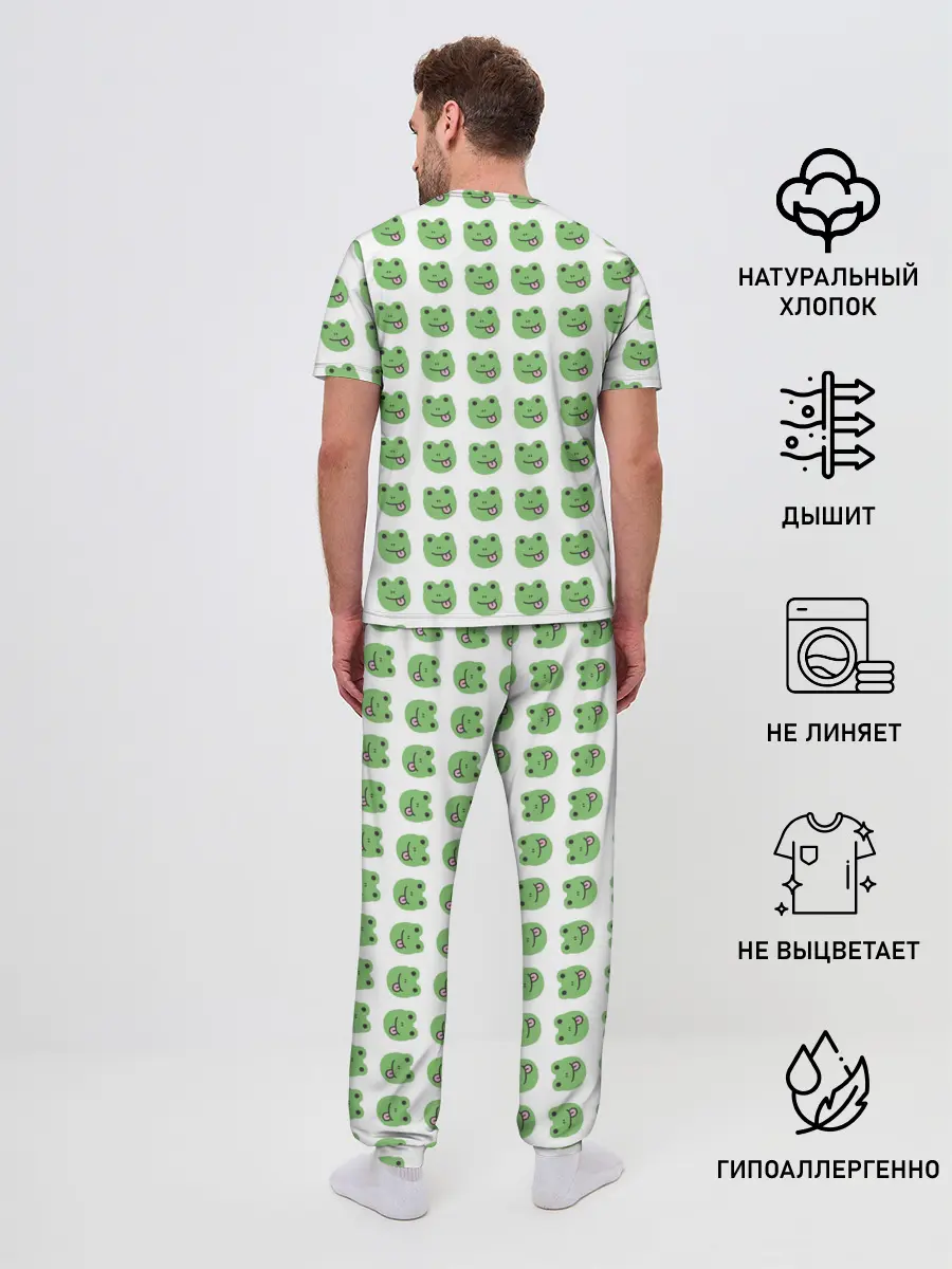 Мужская пижама с брюками / лягушки
