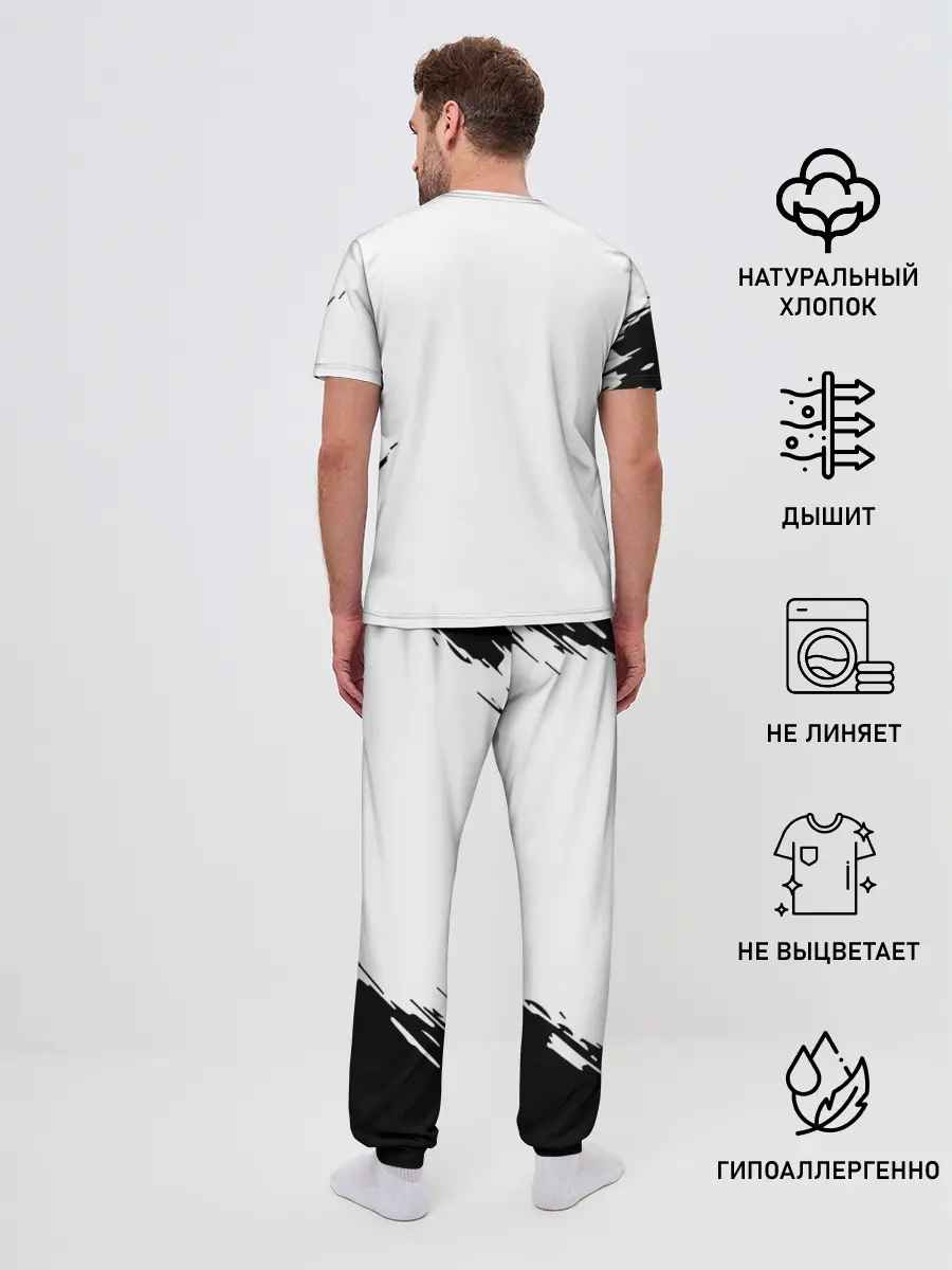 Мужская пижама с брюками / черный клеывер аниме