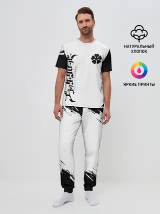 Мужская пижама с брюками / черный клеывер аниме