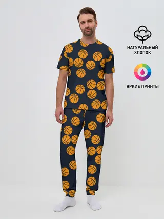 Мужская пижама с брюками / Баскетбольные мячи