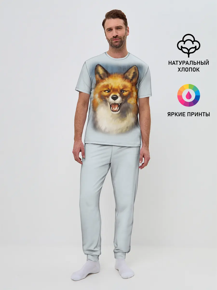 Мужская пижама с брюками / Рыжая лиса