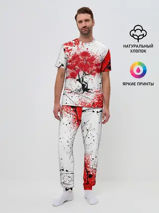Мужская пижама с брюками / САКУРА | SAKURA | ВИШНЯ