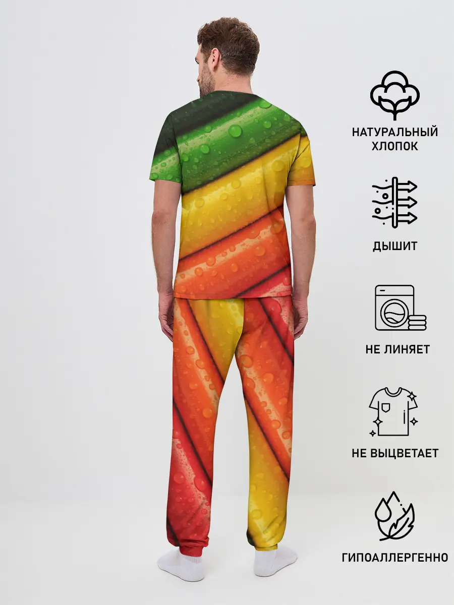 Мужская пижама с брюками / Цветные линии