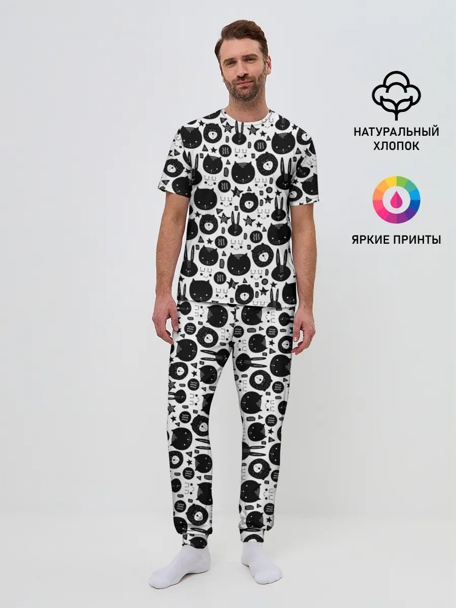 Мужская пижама с брюками / Мультяшки
