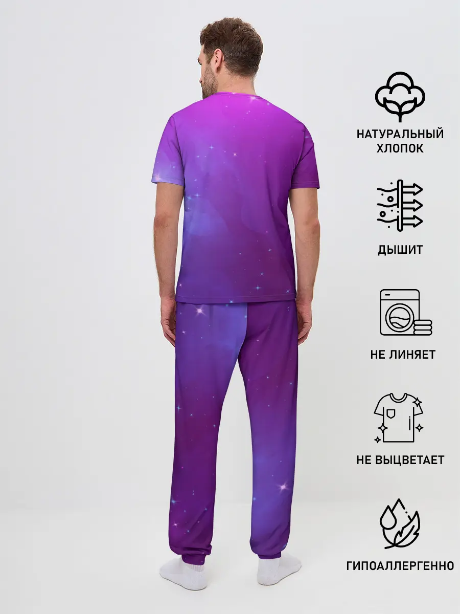 Мужская пижама с брюками / Retrowave Neon Dinosaur