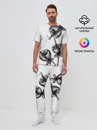 Мужская пижама с брюками / Дымящие розы