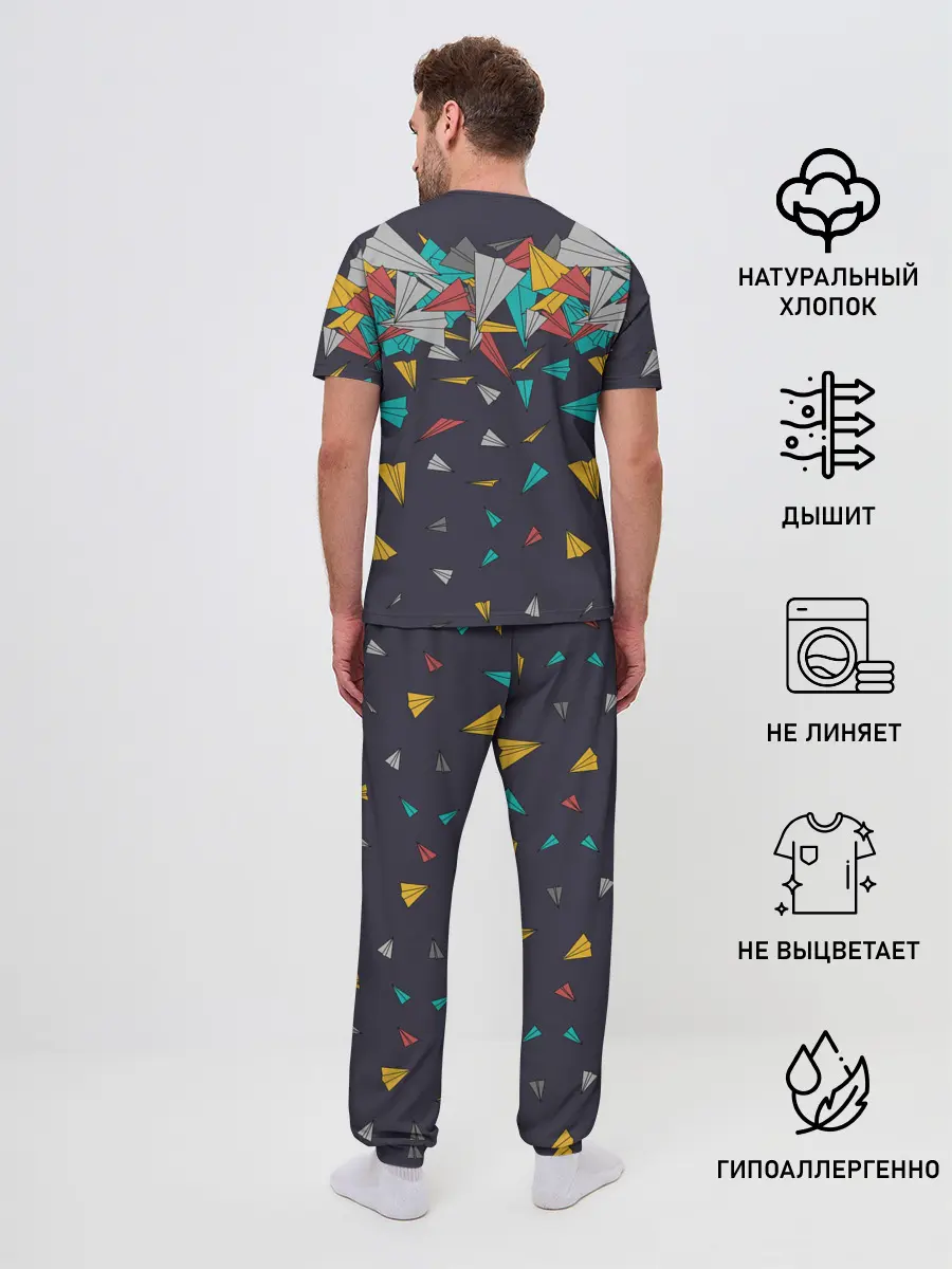 Мужская пижама с брюками / Самолётики