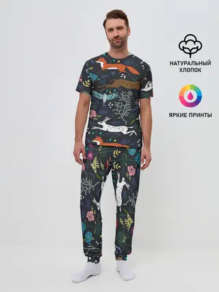 Мужская пижама с брюками / Звери и Природа