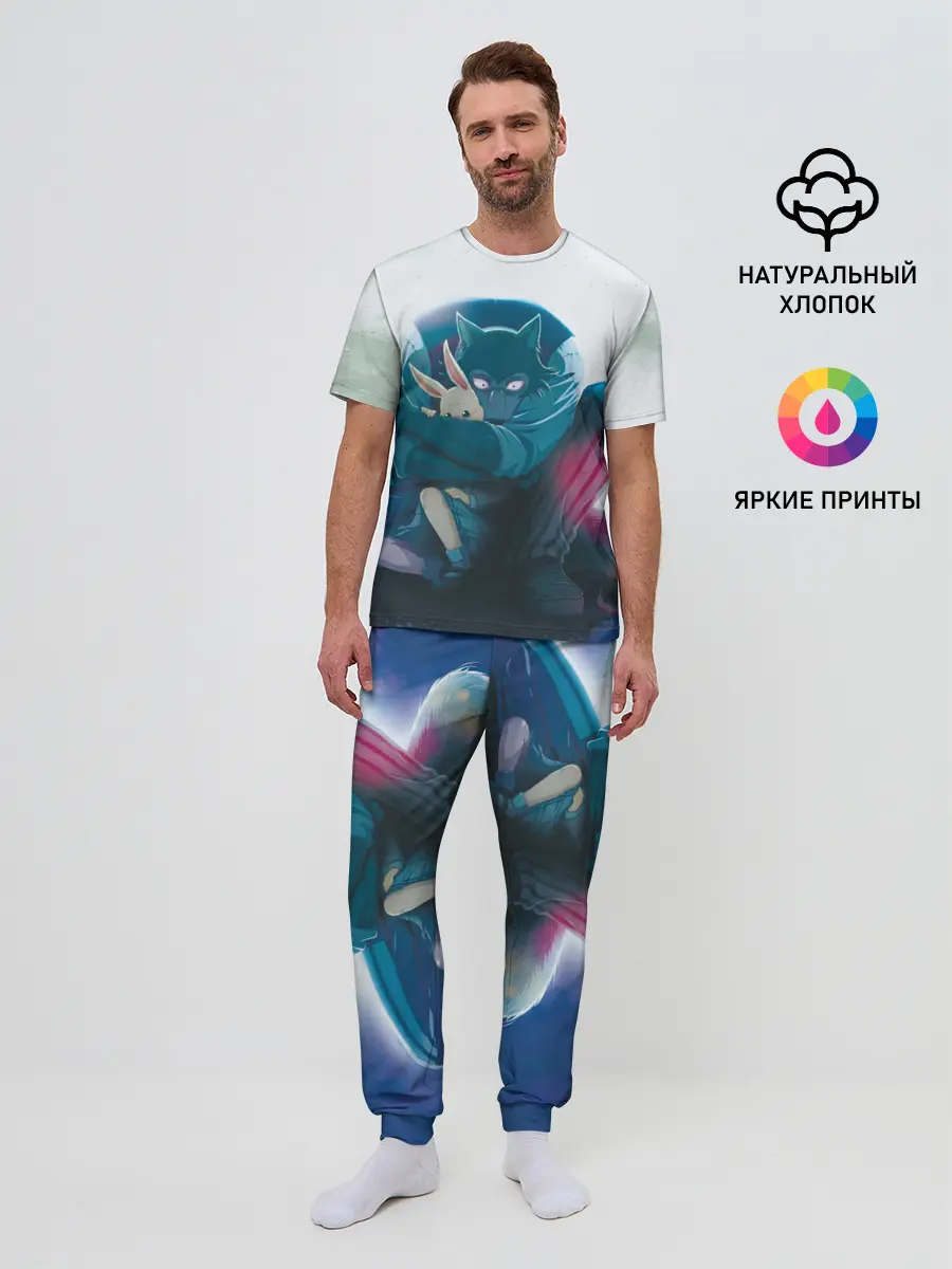 Мужская пижама с брюками / Легоси Хару крупный принт