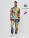 Мужская пижама с брюками / Цветные абстрактные пятна