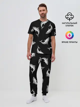 Мужская пижама с брюками / Акулы